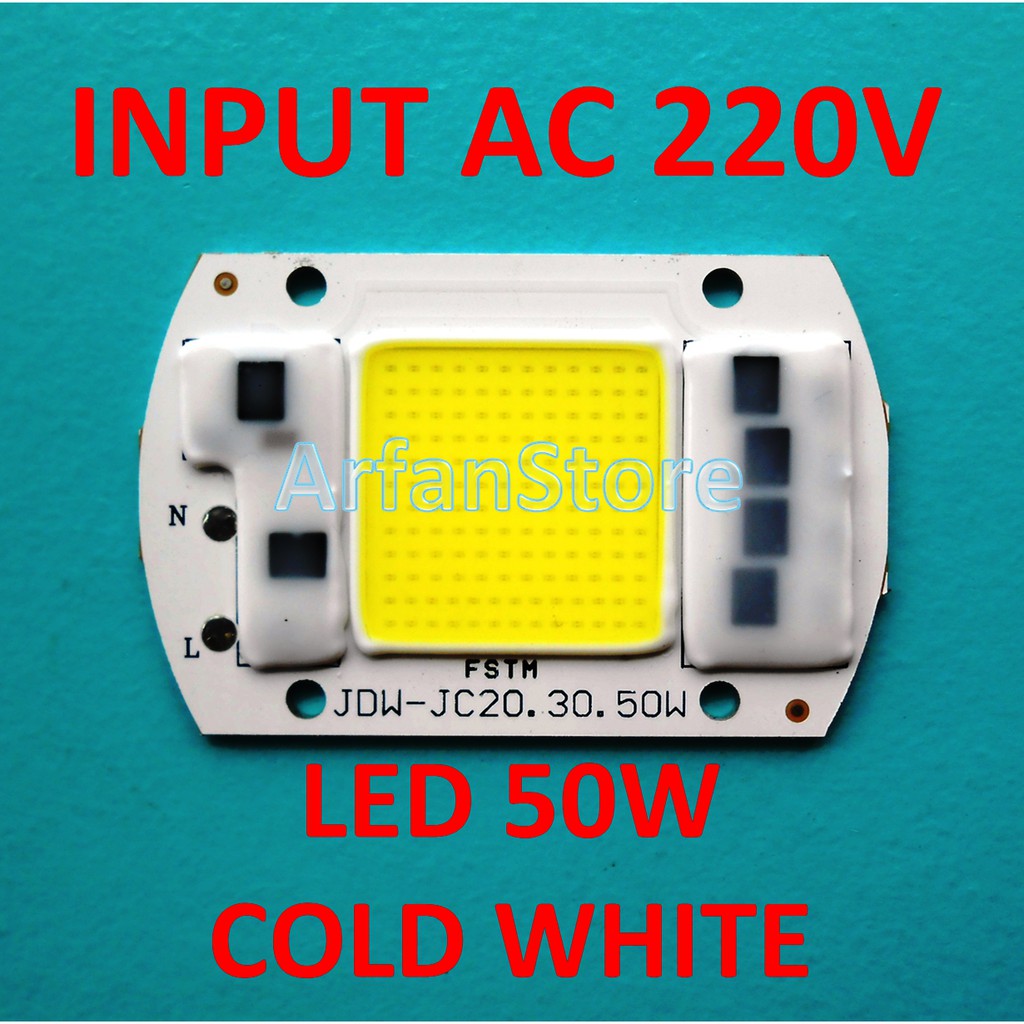 Promo LED 50W Cold White Input AC 220V High Power HPL Putih Driverless