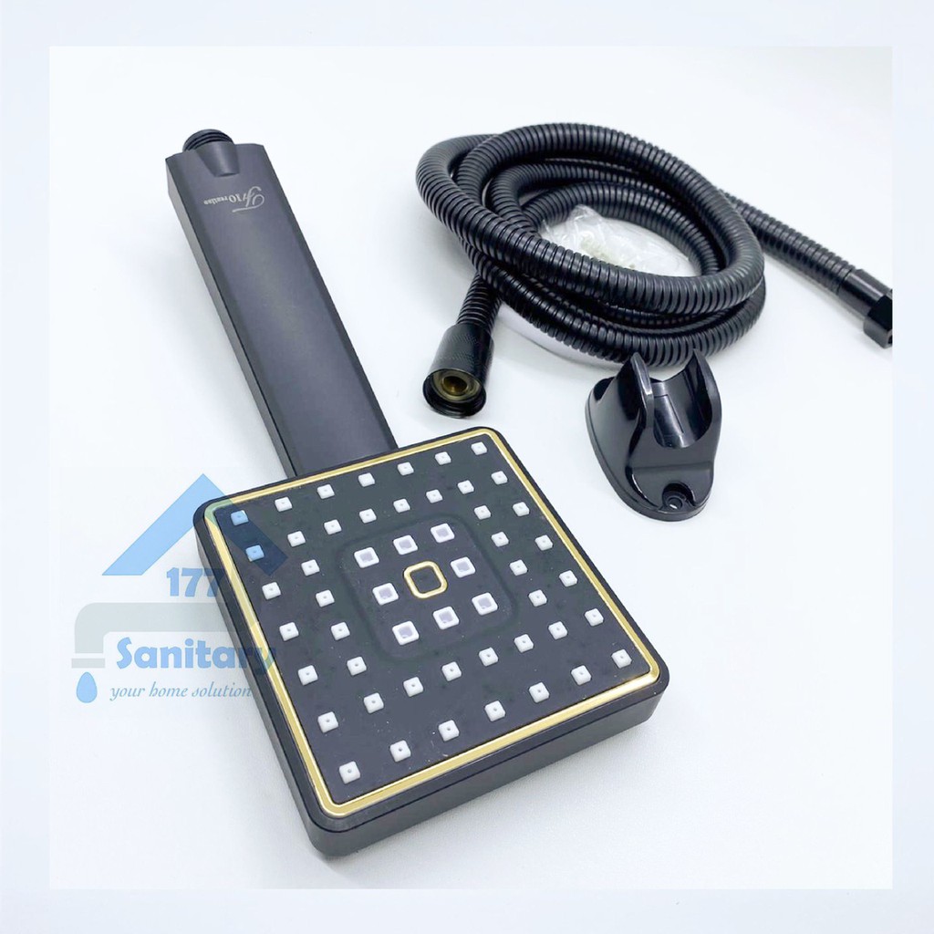 Hand shower mandi persegi kotak jumbo hitam 21002BL-semprotan air hand shower black minimalis segiempat gede