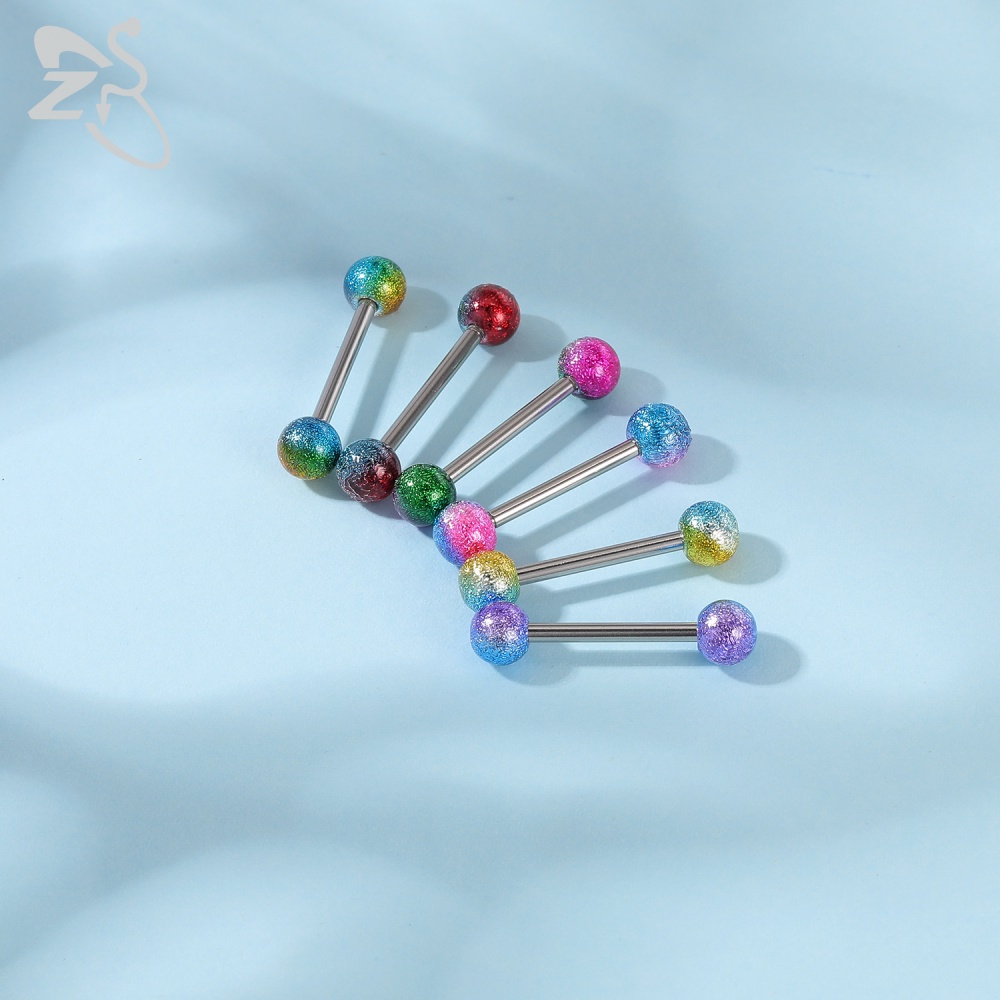 1 Pc Colorful Acrylic Ball Tongue Piercing Stainless Steel Tongue Ring Bars Barbell Brooch Sexy Piercings Jewelry 14G