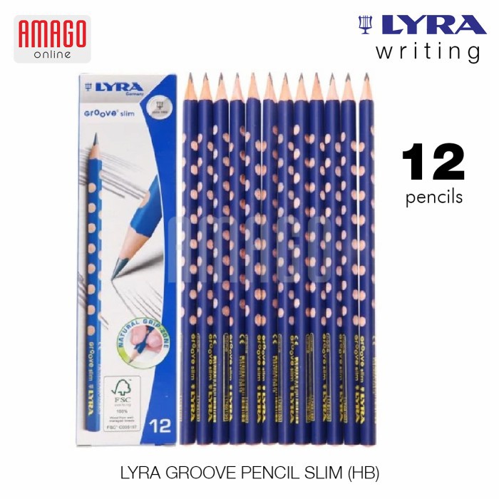 1 Kotak isi 12 Bh - LYRA Groove Pencil Slim (HB) - Black - 12 pcs - 1760100