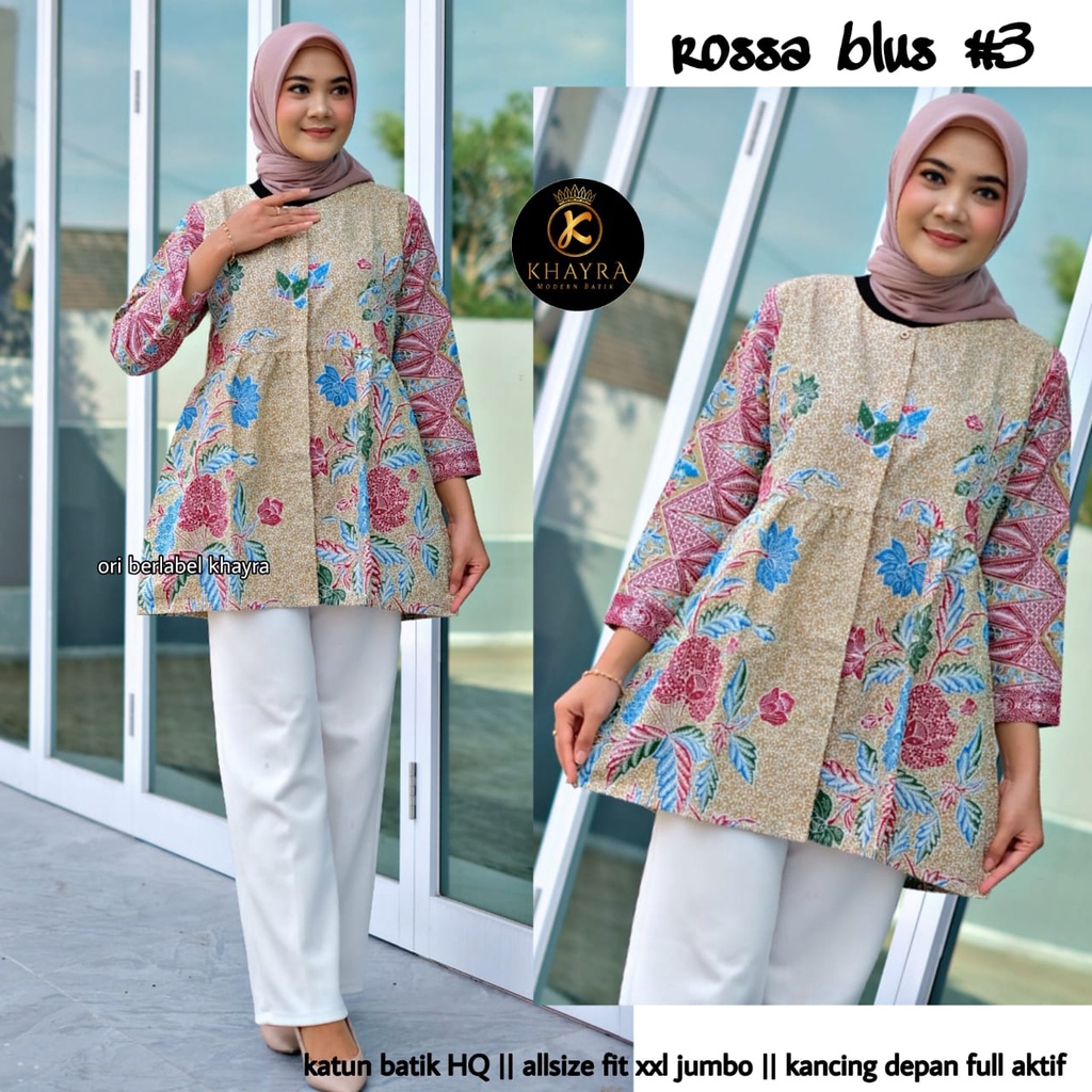 Blus amanda Rossa batik solo atasan kerja  cocok buat ke kantor