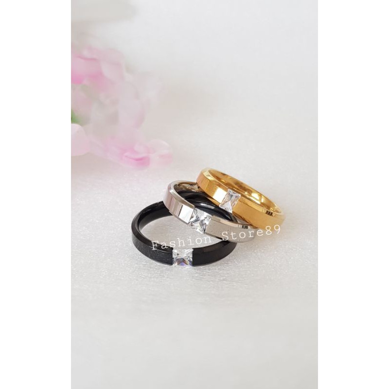 Cincin Pasangan Paling Laris cincin couple single titanium gold white black permata putih Antikarat