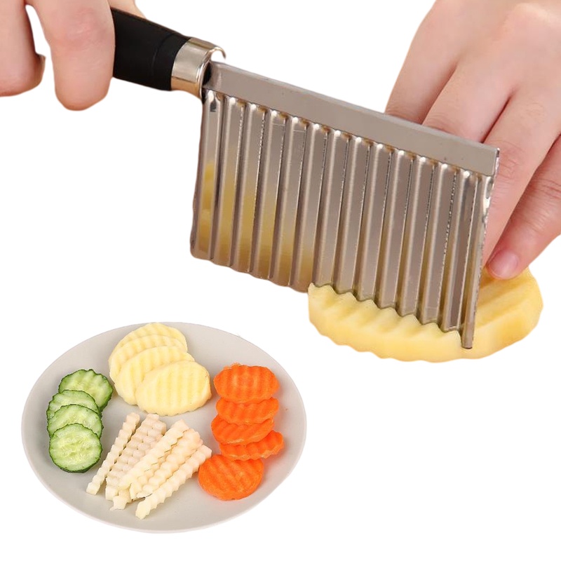 Pisau Cutter Slicer Zigzag Bergelombang Bergerigi Pemotong Kentang Wortel Mentimun Sayuran / Pisau Acar Knife Slicer Potato Zigzag