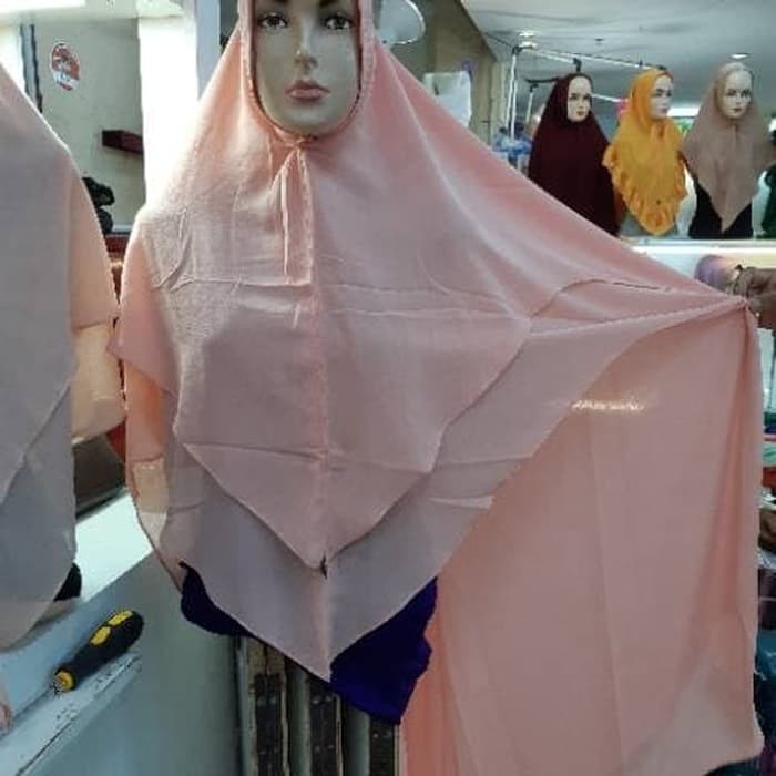 Jilbab Ceruti Khimar 2 Layer LV Pinguin Hijab Syari Pet Antem