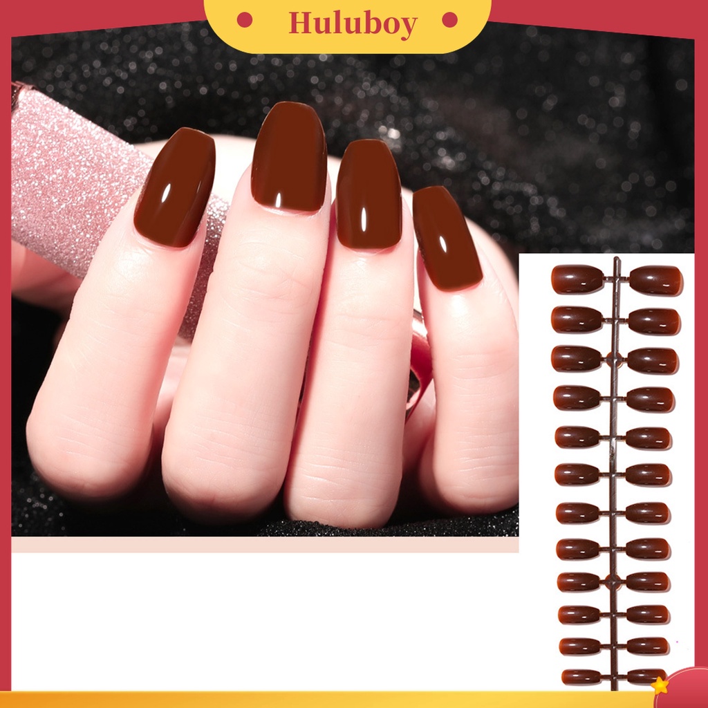 Huluboy Huluboy♡ 24pcs / Lembar Kuku Palsu Buatan Bahan Plastik Tahan Gores Tahan Jatuh Untuk Profesional