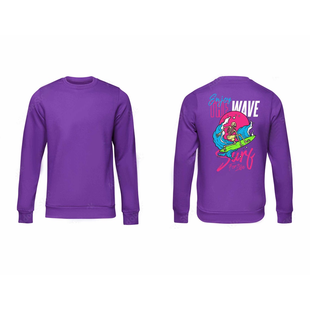 Sweater Crewneck Pria Wave Fleece Size M - XXL