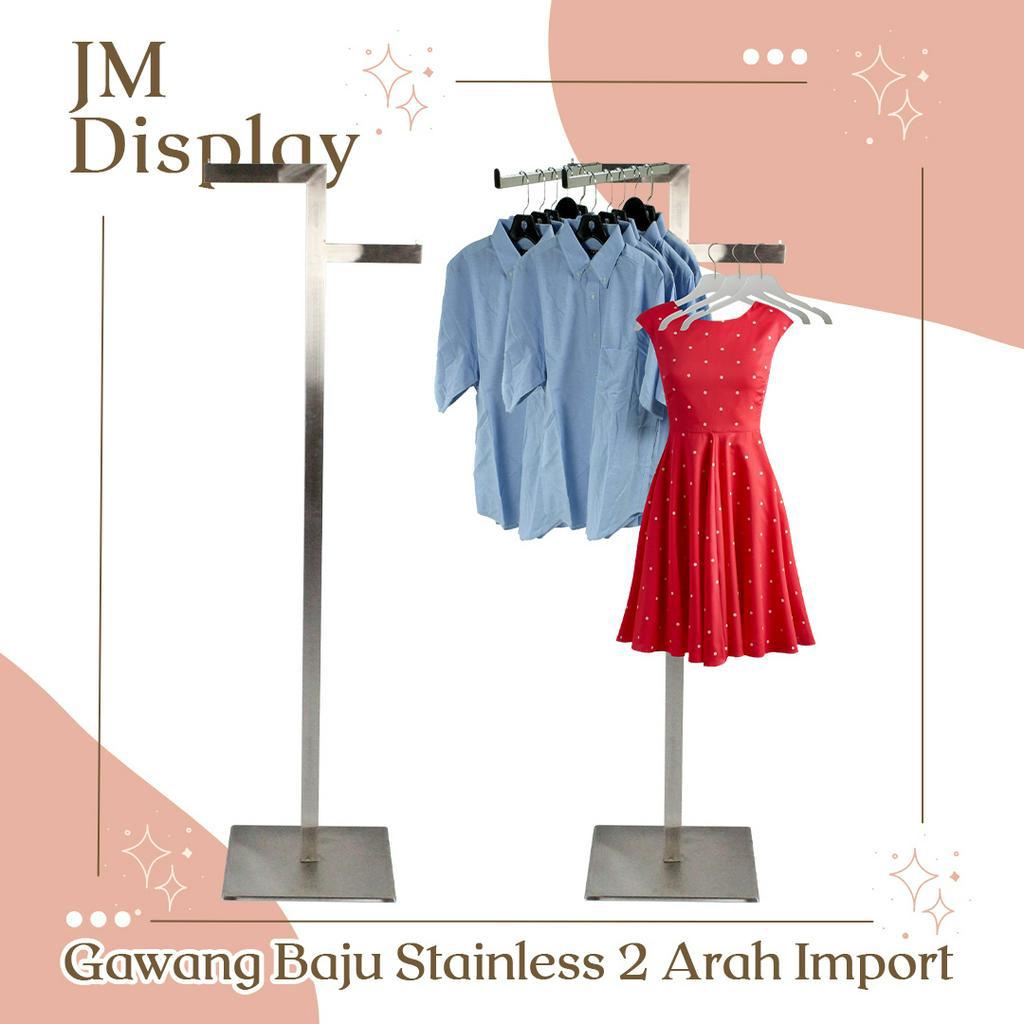 Stand Hanger Gawang Stainless Import Butik Display Gawangan Gantungan Baju