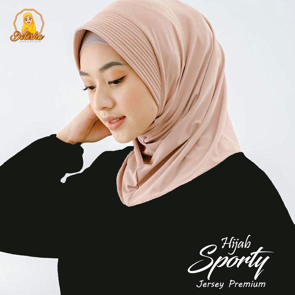 Bergo Sporty Jersey Premium Pet &amp; Non Pet Kerudung Olahraga Hijab Instant / Jilbab Olahraga Hijab