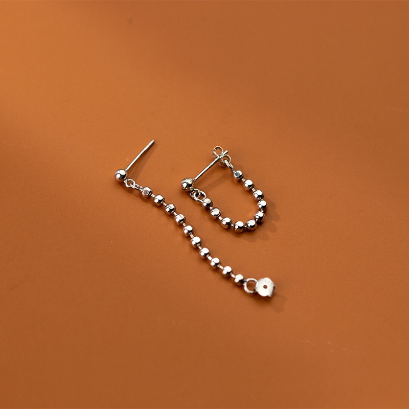 100% Anting murni  S925 Anting-Anting Pasangan Anting-Anting Stud Anting-Anting Perak Manik-manik Garis Telinga Perhiasan Hadiah