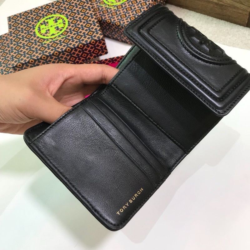 Tory Burch Fleming Three Fold Wallet - Black