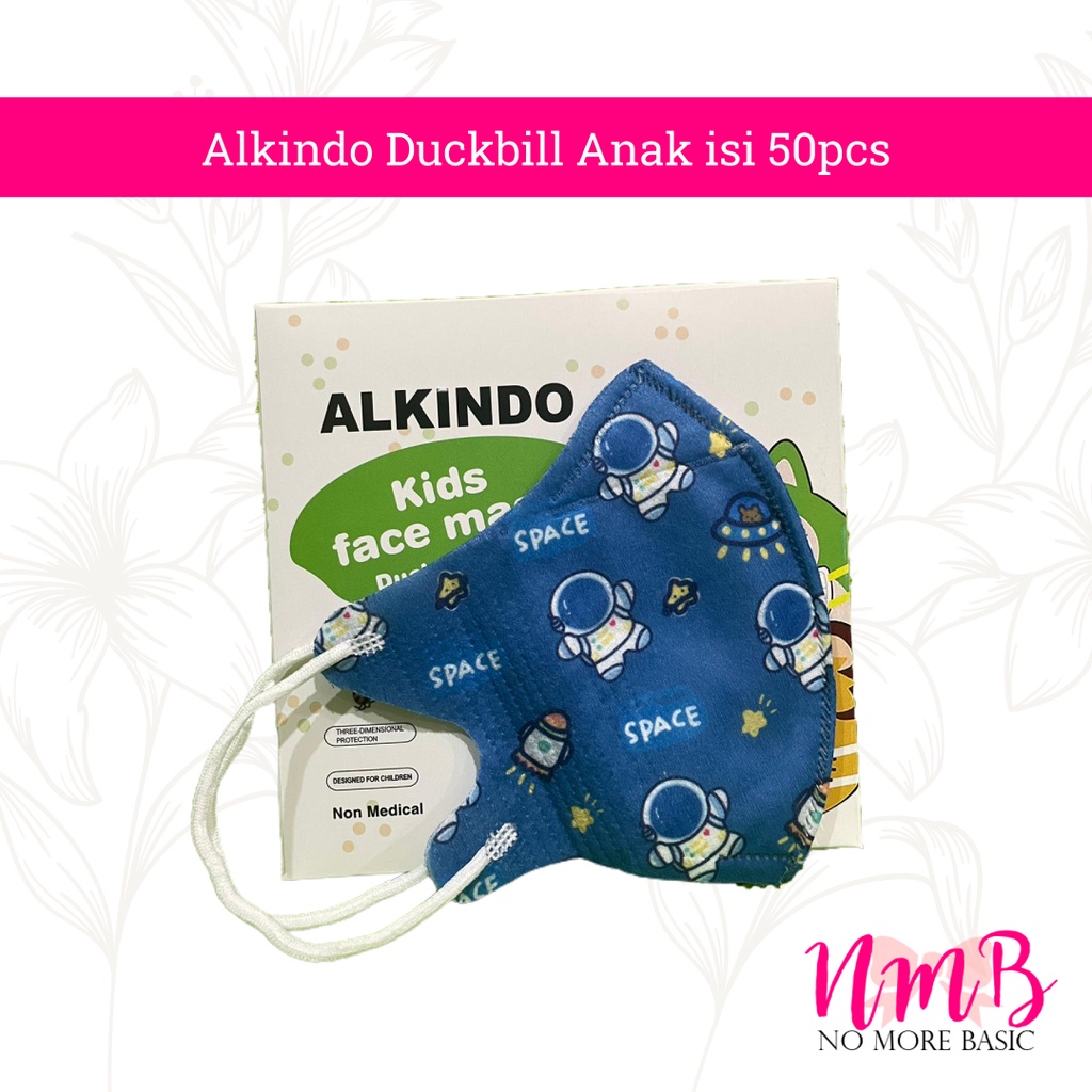 Masker 3 Ply Duckbill Anak Alkindo isi 50Pcs Masker 3ply Anak Duckbill 3D Alkindo Disposable Mask