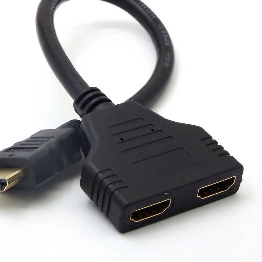☊ Kabel hdmi cabang 2 port - Hdmi splitter 1-2 cable - Hdmi male to 2 hdmi female ✯