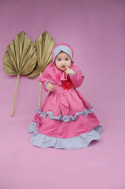 Callia gamis dress bayi 0 12 18 bulan balita anak cewek baby calia baby gamis pesta anak perempuan baju muslim anak dress muslim bayi baby flowy lebar