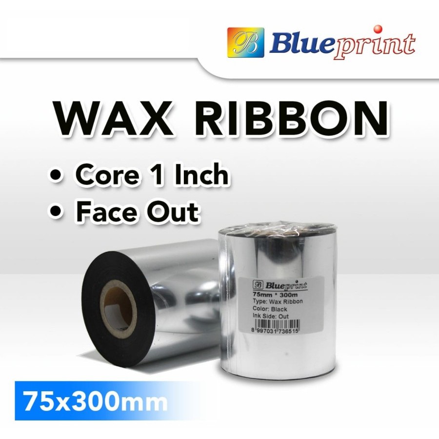 

Ribbon Wax Barcode Label 75x300m thermal transfer printer BLUEPRINT