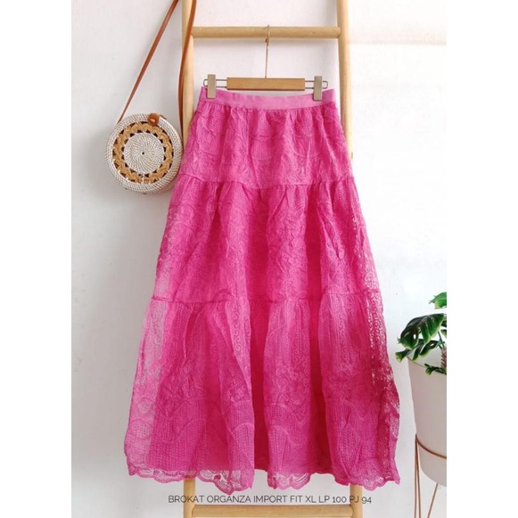 ROK PANJANG BROKAT ORGANZA - ROK WANITA TERBARU - ROK PANJANG WANITA KEKINIAN