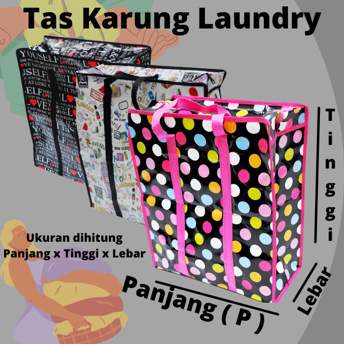 Tas LAUNDRY Tas Karung Belanja Besar Jumbo - Tas Londry Kain Terpal Jumbo - Tas Belanja Lipat