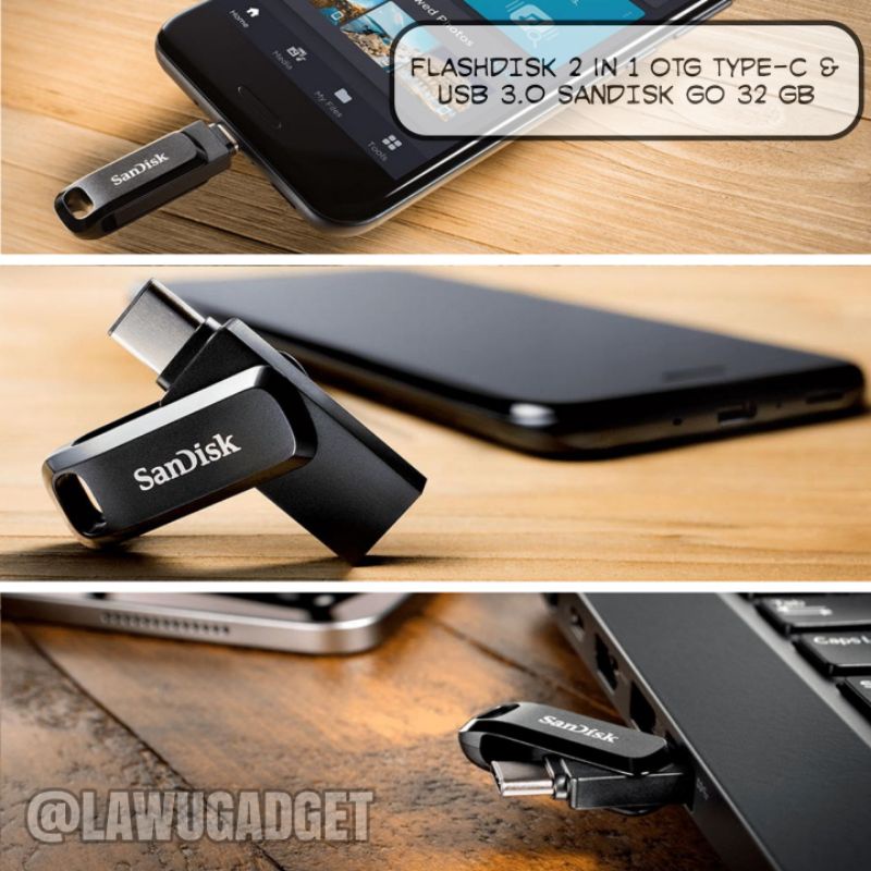Flashdisk Dual OTG TYPE-C dan USB 3.0 Sandisk Original Garansi Resmi 32GB 64GB untuk Oppo Reno 4 5