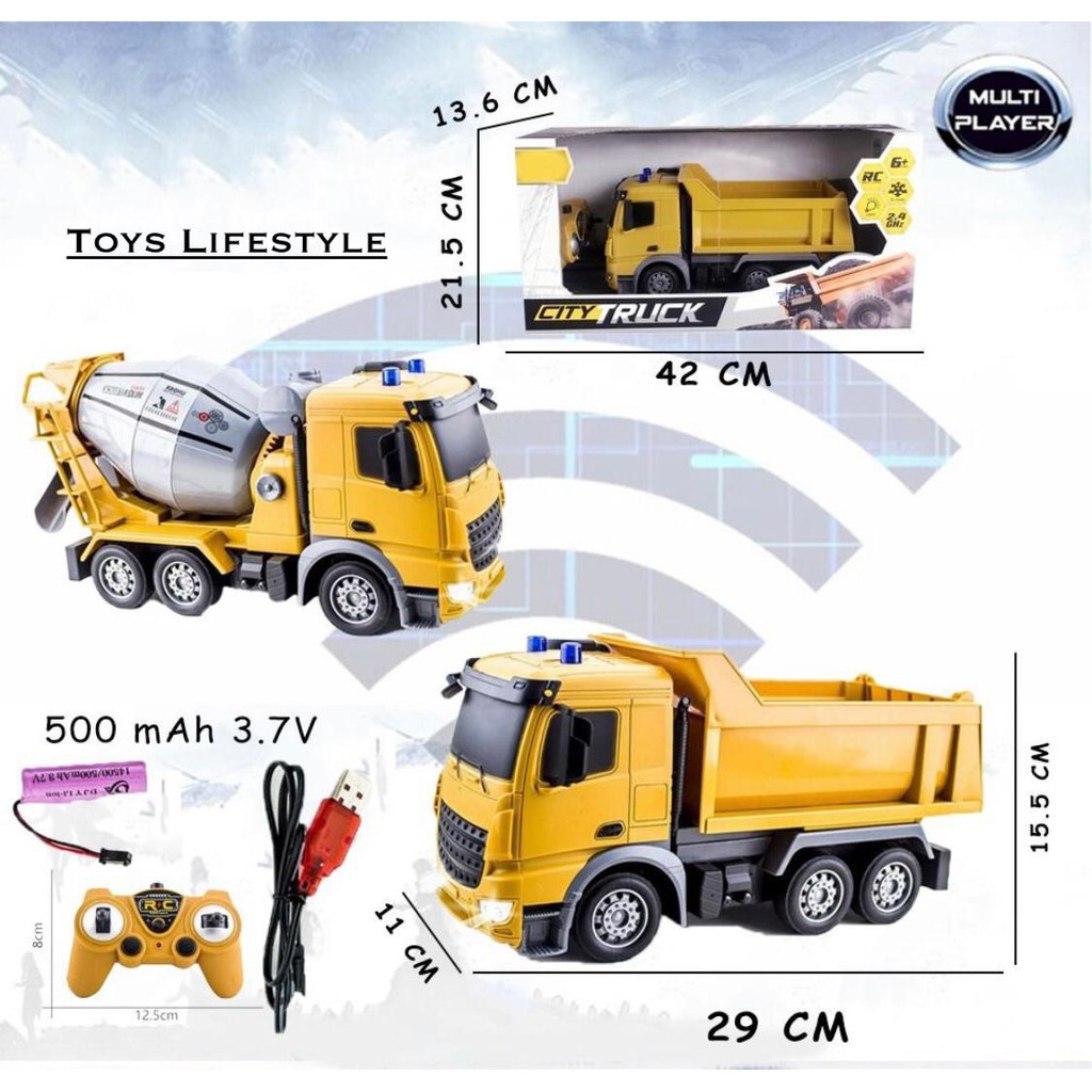 Mainan Anak Mobil Truk Remote Control Pengangkut Barang / Dump Truck / Truck Semen 1:24