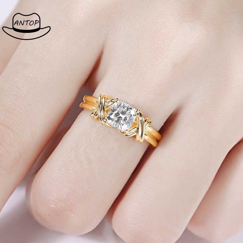 Baru Eropa Dan Amerika Retro Kristal Cincin Berlian Cincin Titanium Perhiasan Fashion ANTOP