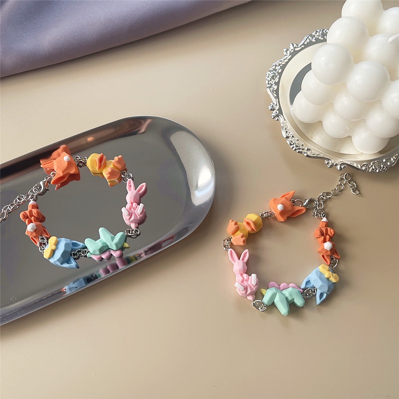 Gelang Desain Kartun Rubah Kelinci Unicorn Tiga Dimensi Gaya Harajuku Jepang Untuk Anak