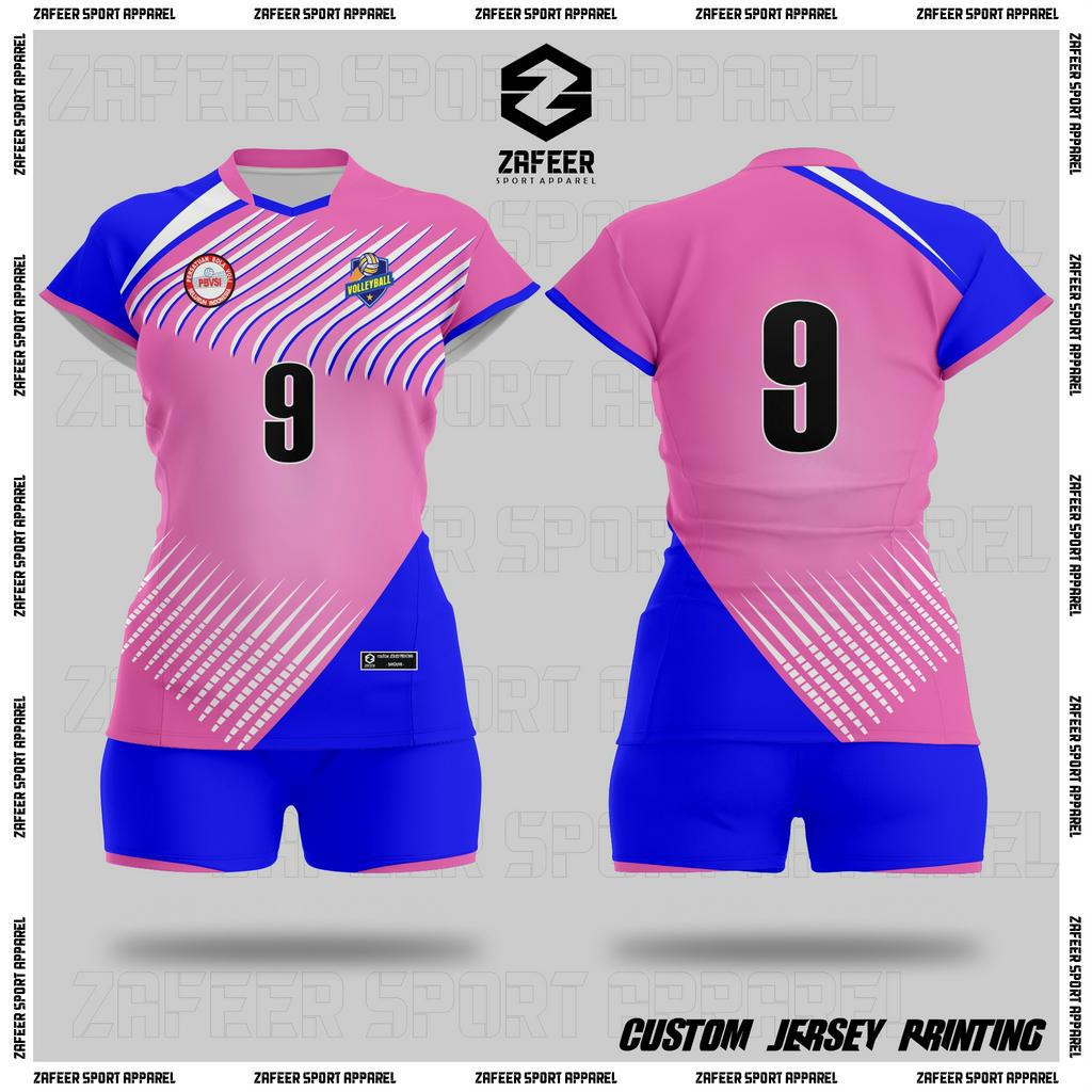 Baju Jersey Kaos Volleyball Voli Cewek Wanita Full Printing Tangan Pendek Stelan Atau Atasan Olahrag