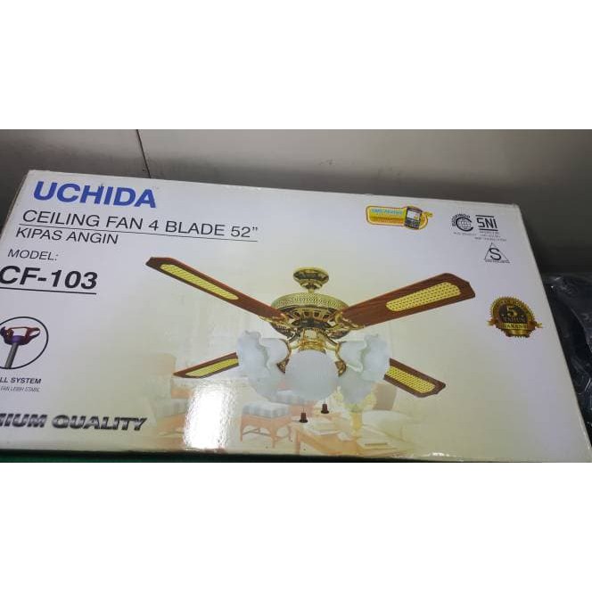 Ceiling Fan 52 Inch Brass 5 Lampu Uchida CF 103