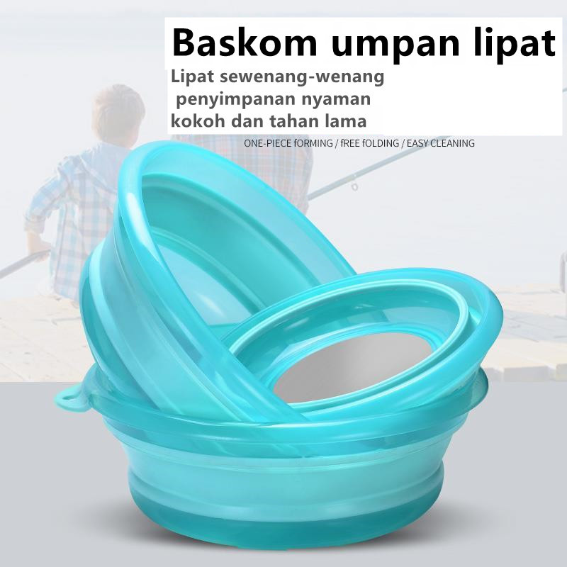 Baskom Umpan Baskom Cuci Baskom Pancing Silikon Portable Bucket Portable Pancing Travel Baskom