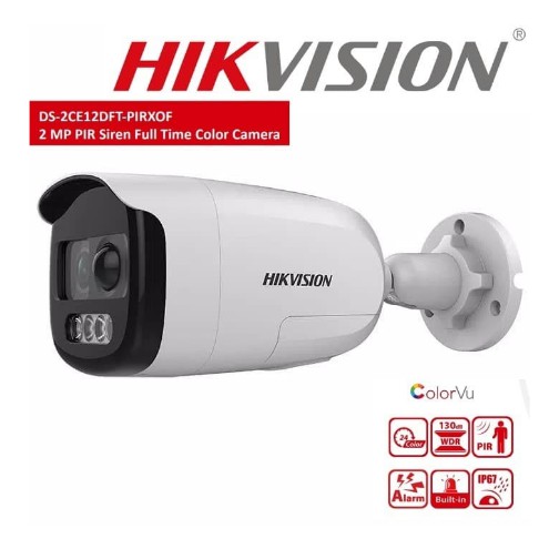 CCTV HIKVISION OUTDOOR DS-2CE12DFT-PIRXOF 2MP FULL TIME COLOR + SIRINE