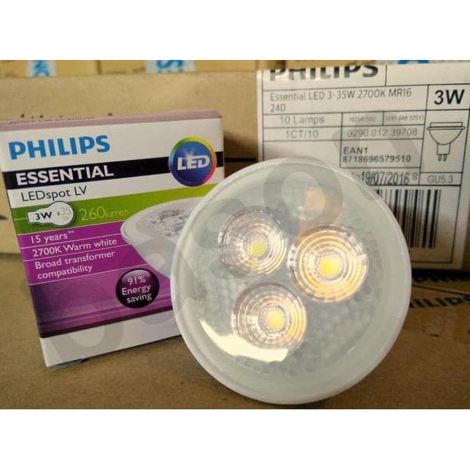 PHILIPS LED MR16 ESSENTIAL 3W / 5W 12V 24D