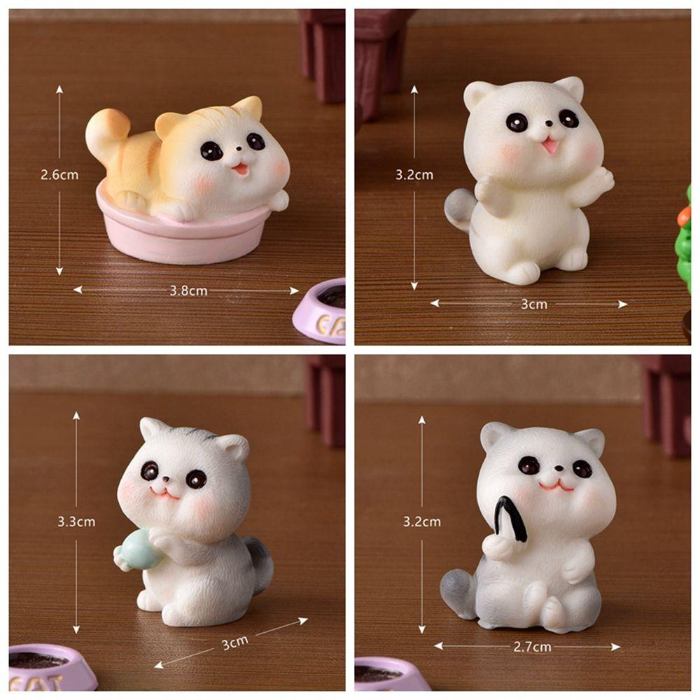 [Elegan] Patung Miniatur Kucing Bermain Bola Micro Lansekap Desktop Ornamen Lumut Terrarium Dekorasi Model Hewan