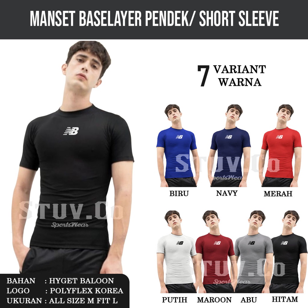 BASELAYER SHORTSLEEVE LENGAN PENDEK BAJU DALEMAN OLAHRAGA PRIA WANITA