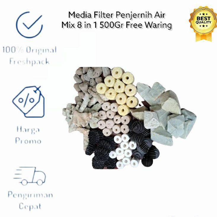 MEDIA FILTER AQUARIUM MIX 8 IN 1 PENJERNIH AIR FREE WARING 500GR