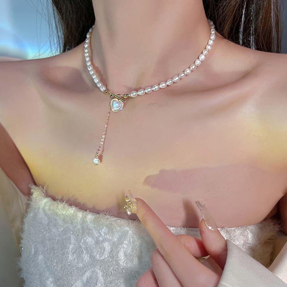 Mxbeauty Kalung Mutiara Elegan Retro Hadiah Shell Perempuan Choker Wanita Rantai Klavikula