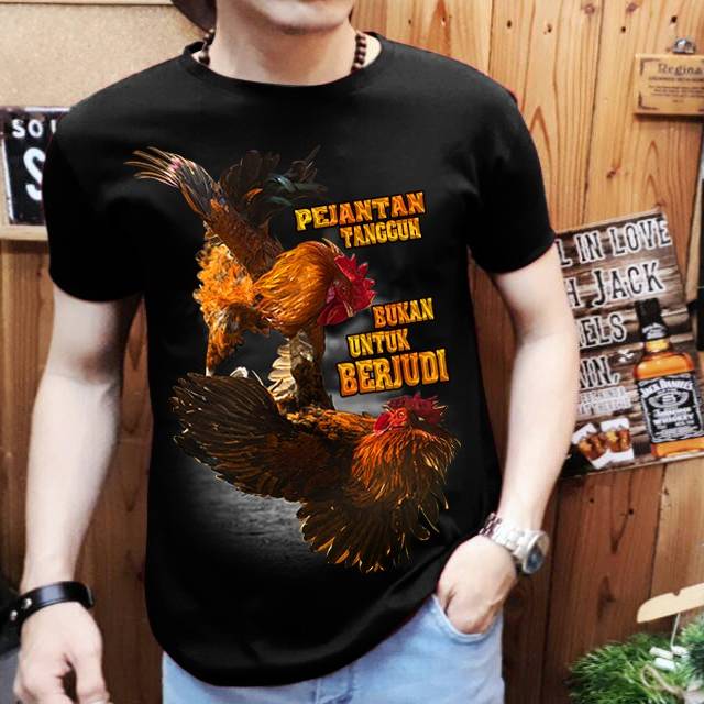 Kaos distro terbaru gambar ayam pejantan  Tangguh