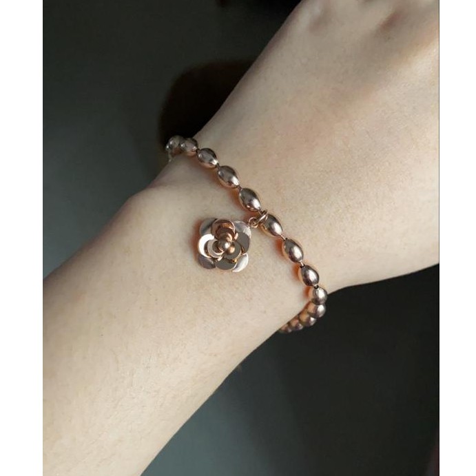 Gelang Bracelet Wanita Aksesoris Titanium Korea Hadiah GK044 rose gold cocok hadiah motif bunga