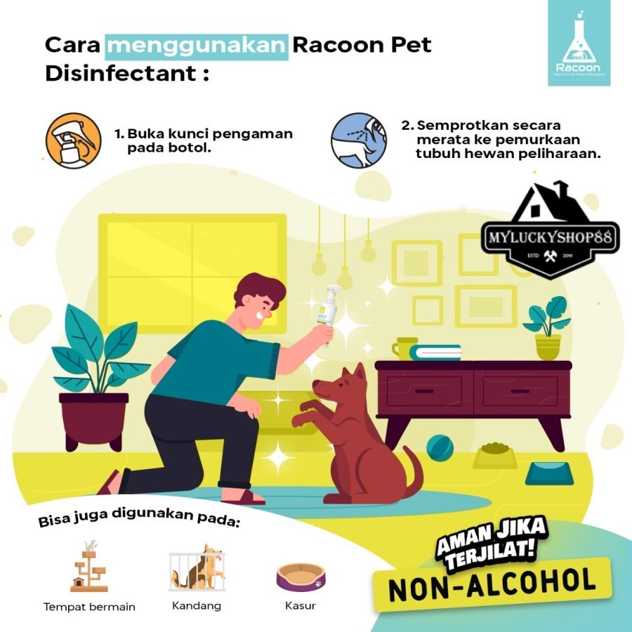 Racoon Pet Disinfectant Alcohol Free Disinfektan Hewan Anjing Kucing