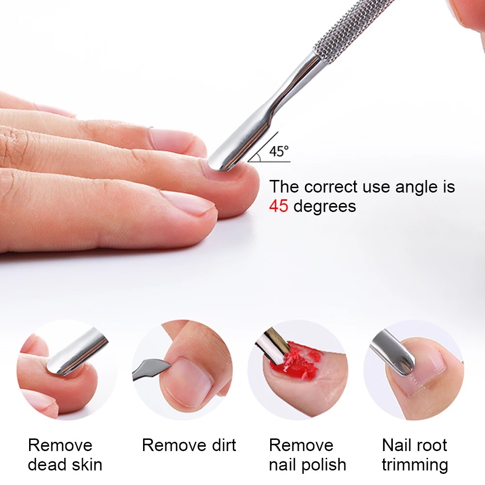 1pc Alat Pembersih Kutikula Bahan Stainless Steel Untuk Manicure