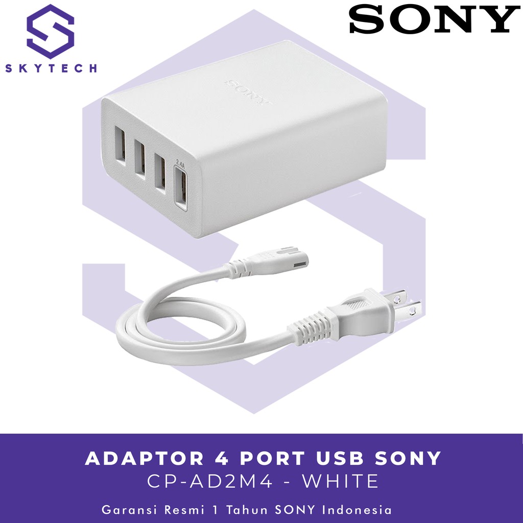 ADAPTOR CHARGER 4 USB SONY CP AD2M4 WHITE ORIGINAL GARANSI RESMI