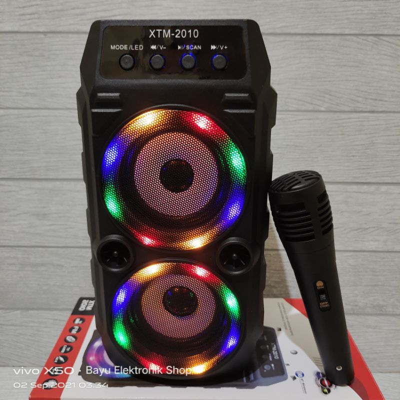 COD✓ Speaker mini Fleco F-6581/F-6582/XTM 2010 /SQRS -2009 LED Bluetooth Portabel Free Mic Karoeke m