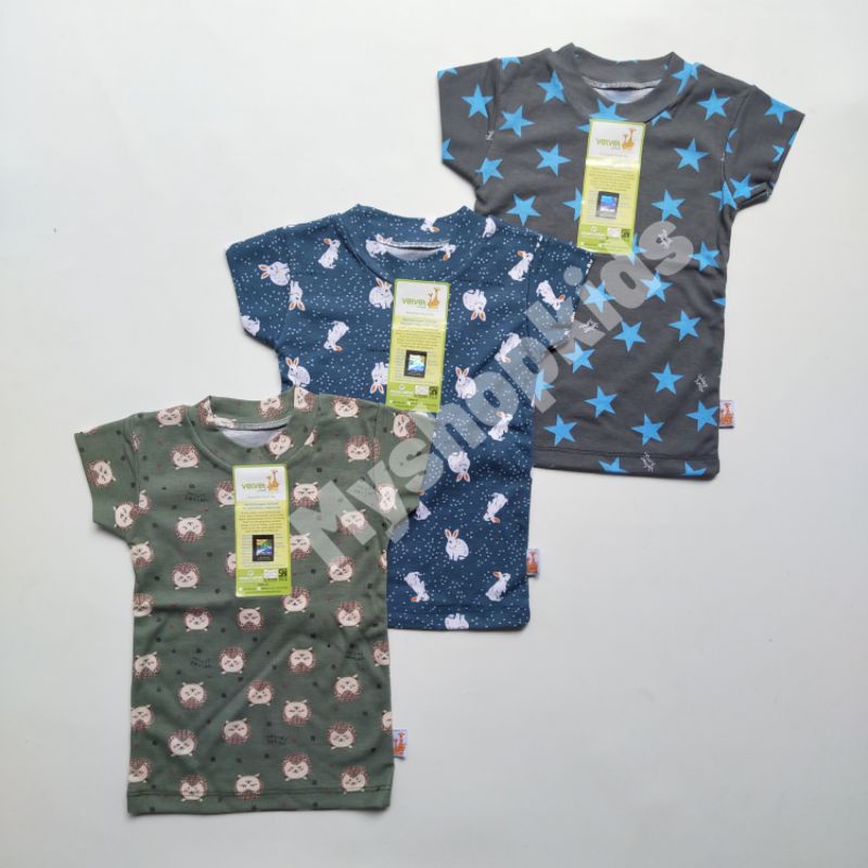 Kaos Oblong Harian Anak Bayi Velvet Junior-Isi 3 ( A )