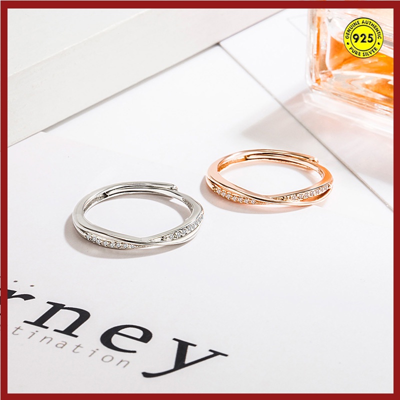 Cincin Berlian Baris Tunggal Bahan S925 Silver Untuk Wanita