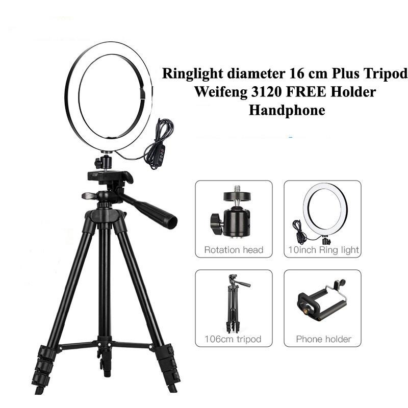 Trend-Ringlight 16 cm Plus Tripod FREE Holder Handphone