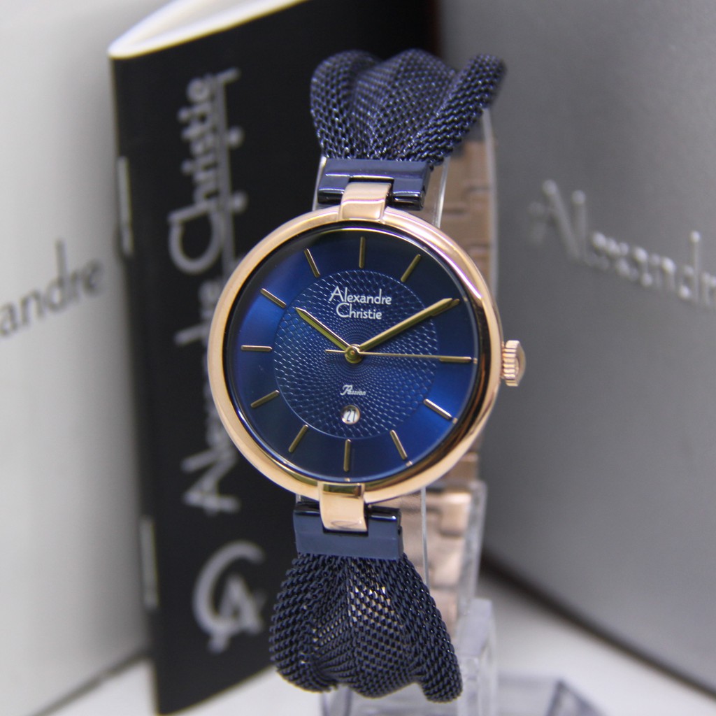 ALEXANDRE CHRISTIE 2872 BLUE ROSEGOLD WANITA ORIGINAL AC2872 AC 2872 JAM TANGAN CEWEK ARLOJI CEWEK