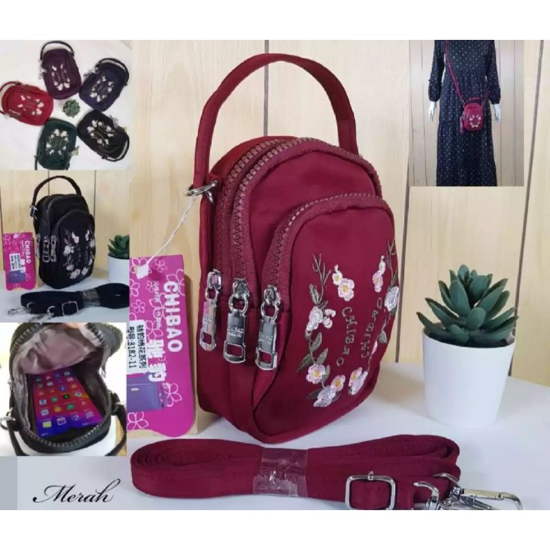 Tas selempang wanita CBB8182-11(bordir bunga)