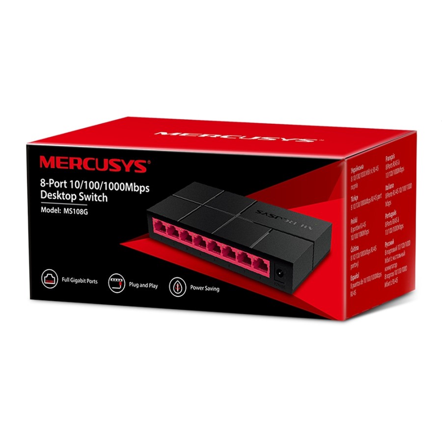 Mercusys MS108G 8-Port 10/100/1000 Mbps Desktop Switch Plastic Case Gigabit