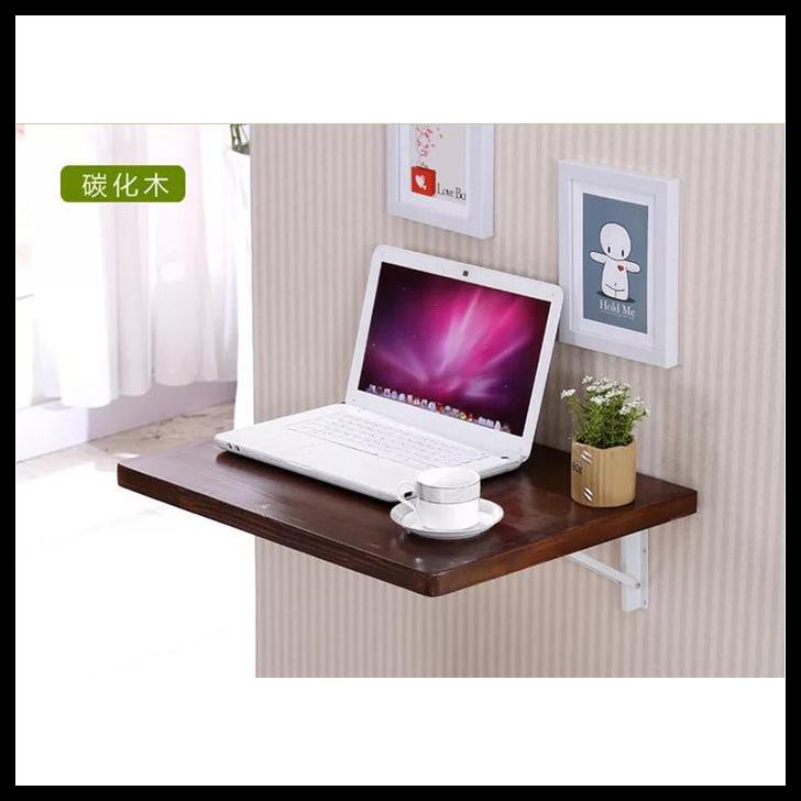 Meja Tempel Tembok Lipat Dinding Rak Meja Kerja Apartement Kos - Cokelat