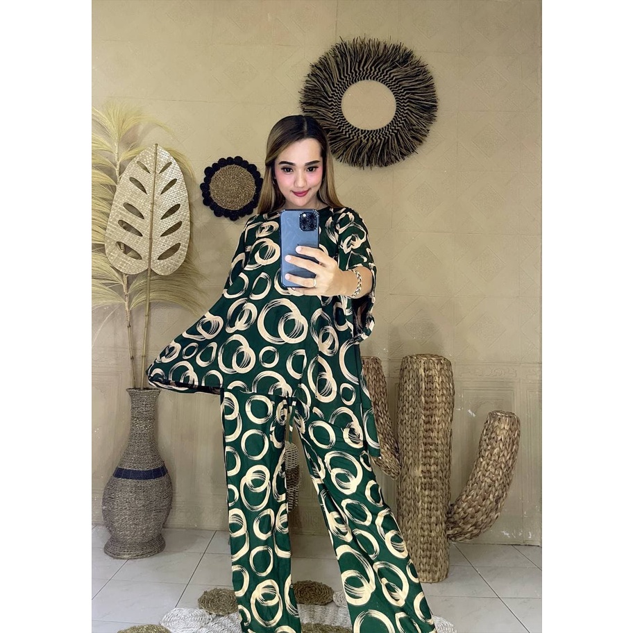 Dayli One Set Rayon Waka Waka Stelan Sibori Resleting Depan Jumbo Ld 130 Tie Dye Lengan Panjnag Busui Motif Cincin