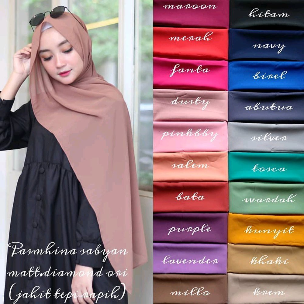 PASHMINA SABYAN DIAMOND ITALINO PANJANG 170X75cm - hijab non instan