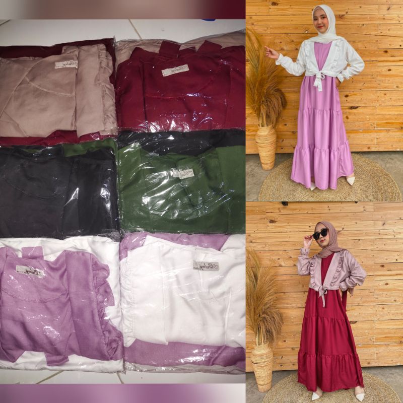 Set Gamis Outer Ruffle | Outer Ruffle | Outer Sakila | Ruffle Outer Pisah | Ruffle Murah