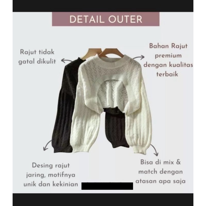 ONE SET RAJUT KEKINIAN / STELAN INNER TANPA LENGAN+OUTER YURA BALON / STELAN WANITA PREMIUM / BAJU RAJUT WANITA TERBARU